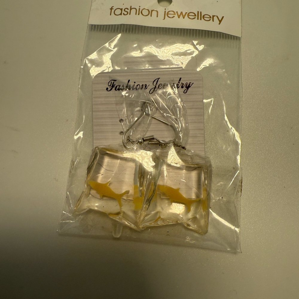 Fish in a bag earrings brand new condition